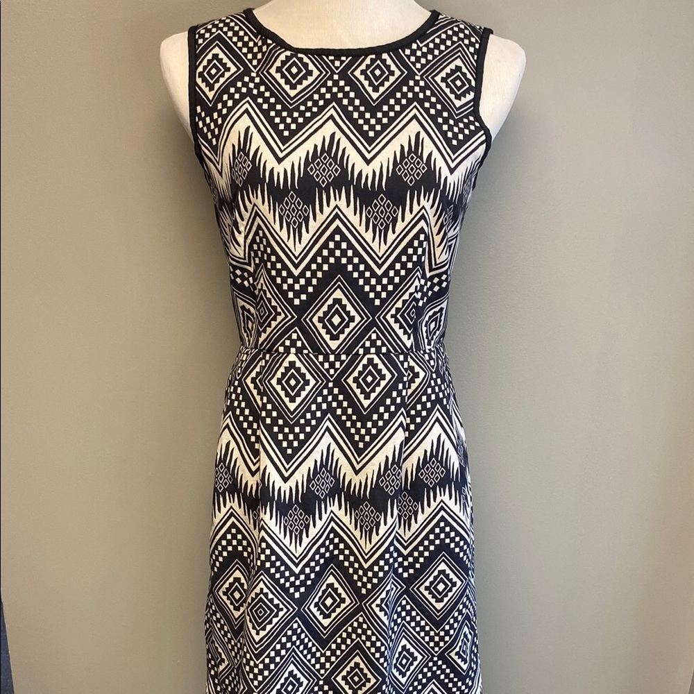 J. Crew Black and White Sheath Midi Dress